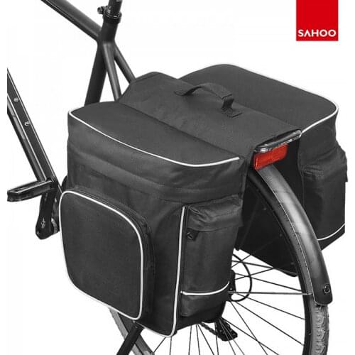 Bicycle 30L Luggage Carrier Mount Pannier Light Reflective Piping 2 in 1 Cycling Storage Rear Trunk Rack Saddle Bags 14154