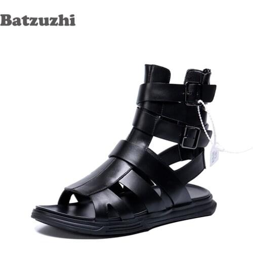 Batzuzhi Fashion Men Sandal Shoes Punk Gladiator Men Leather Summer Sandal Shoes Beach/Casual/Party Shoes sandalias hombre men