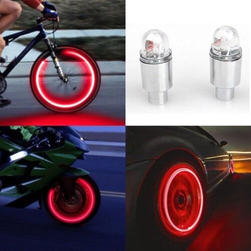 Bostar 2Pcs Super Bright Tire Valve Caps Lights Muiticolor Auto Motorcycle Bike Accessories Neon Strobe LED Tire Lamp #281366