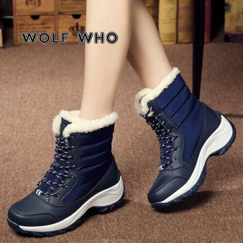 Big Size Women Snow Boots Warm Fashion Casual Lace Up Boots Fur Winter Shoes for Womens Waterproof Booties Woman Plush Boot H11