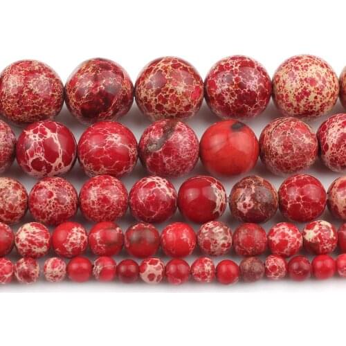 Wholesale Natural Stone Beads Red Sea Sediment Imperial Jaspers Beads For Jewelry Making 4 6 8 10mm Beads Diy Bracelet Necklace