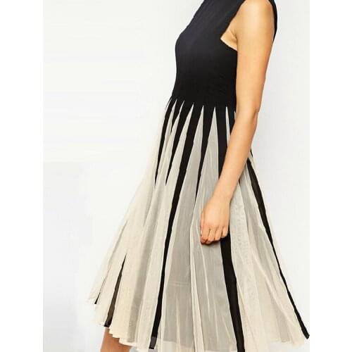 2020 Black Mesh Lace Party Vestidos Dress 60s Audrey Hepburn Elegant Style Vintage Dress Round Neck Sleeveless Retro Dress