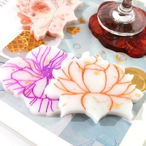DM172 Hot Sell DIY Coaster Resin Silicone Mold Sakura Irregular Flower Round Square Jewelry Accessories Coaster Set