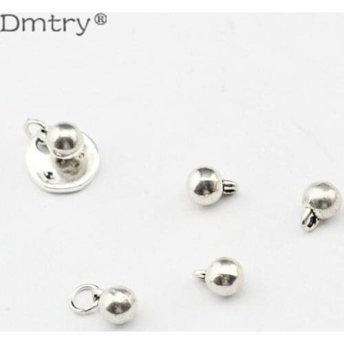 Dmtry 20pcs/lot Hot Wholesale Antique Silver Plated Small Ball Pendant Accessories For Making Bracelet Necklace Material LC0047