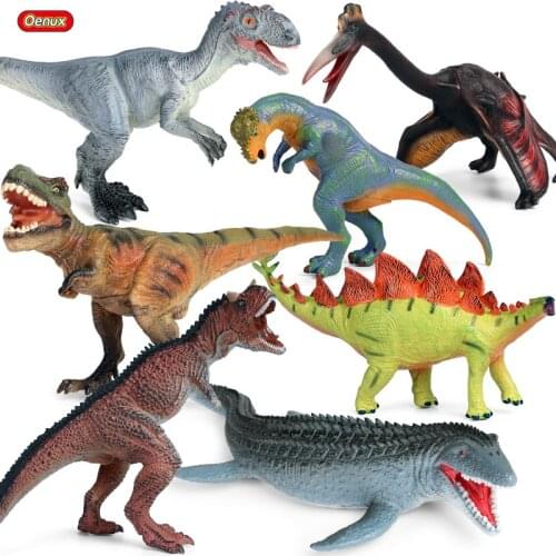 Oenux Prehistoric Dinosaur World Park T-Rex Action Figures Soft Vinyl PVC Jurassic Velociraptor Mosasaurus Model Collection Toy