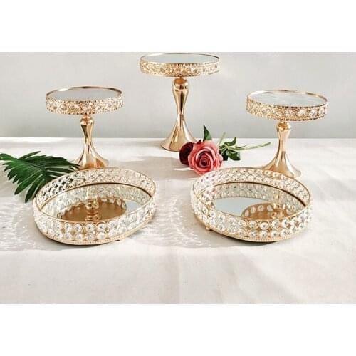 Bakery Set of 5 Antique Round gold silver color Metal Cake Stands