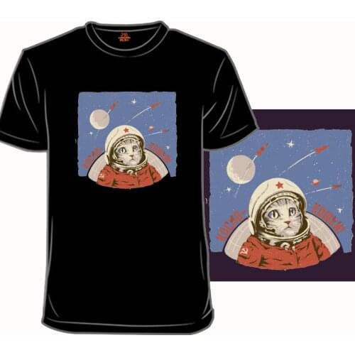 Soviet Space Cat T Shirt Cotton CCCP Tops Shirts New Fashion Short Sleeve Men Tshirt Birthday Father Day T-shirt Space X Program