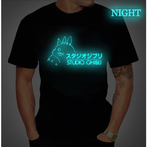Mens T-shirts 2020 Studio Ghibli T Shirt Spirited Away Totoro Neighbor T Shirt Anime Luminous Mens Tshirt Plus Size Tees Male
