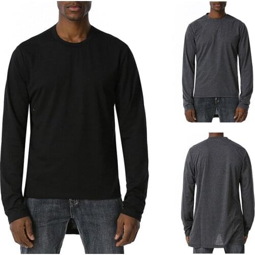 Longsleeve T-shirt men autumn fashion trend irregular t shirts men streetwear Solid color harajuku t shirt men clothing 2020