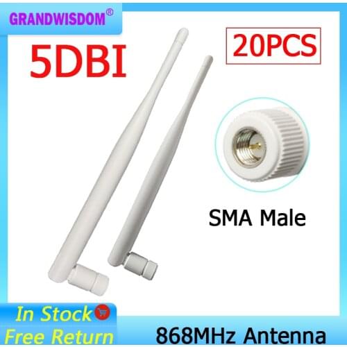 20pcs 868MHz 915MHz Antenna 5dbi SMA Male Connector GSM 915 MHz 868 MHz antena signal repeater antenne waterproof Lorawan