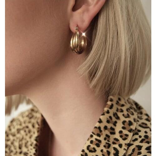 INS niche design savi the same twisted metal multilayer small circle earrings personality commuting temperament earrings