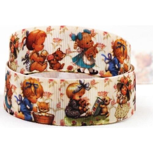 [IuBuFiGo] 1"(25mm) Baby Bear Ribbon Printed Grosgrain Ribbon For Decoration Gift Packing 20 Yards