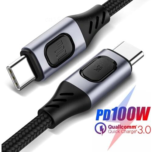 1m 2m 100W 5A USB C To USB Type C Cable For Macbook iPad USB C PD Fast Charger Cord USB-C Type-c Cable For Samsung S20 Xiaomi