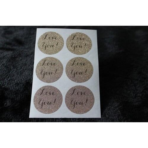 3.8cm Love you Rose gold glitter classic round sticker