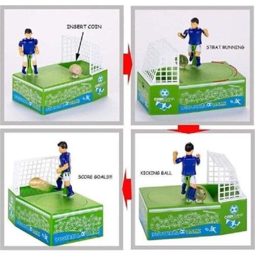 Money Saving Box Soccer Shooting Coin Bank Toy Football Player Toy Cute Soccer Shooting Coin Holder Storage Box