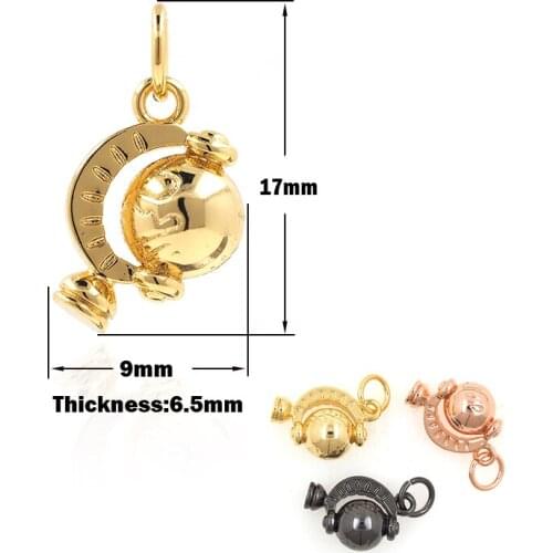 Globe Pendant Brass Gold-Plated Jewelry Bracelet Necklace Making Supplies