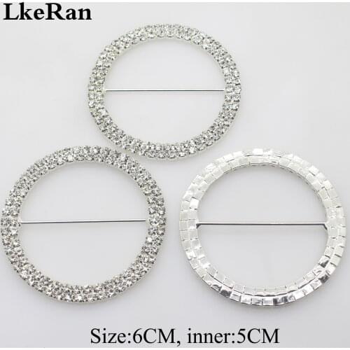 LKERAN 2Pcs/lot 6cm Double row Rhinestone Buckles Wedding Chair Sash Ribbon Slider for DIY Hair Accessories Free Shipping