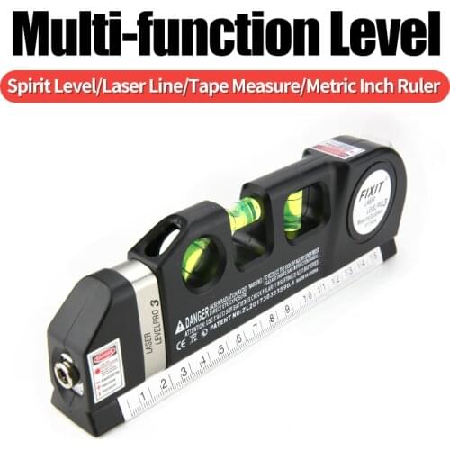Multi-function Spirit Level Laser Horizon Hairline Vertical Marking Tape Measure Bubble Level Measurement Tool Metric Inch Ruler