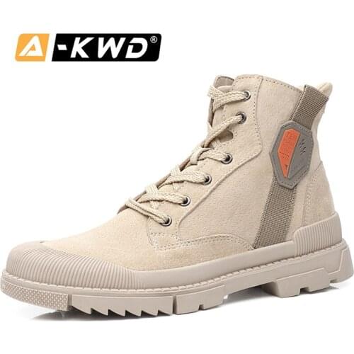 Fashion Boots Men Footwear High Top Work Shoes Autumn Breath Men Boots Sepatu Boots Pria Pu Leather Sneakers Man Military Boots