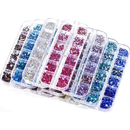 Set 2100Pcs/Box Colorful Crystal Non Hotfix Rhinestone стразы Glass Stone Flatback Nail Art Rhinestones For DIY Decoration B3910