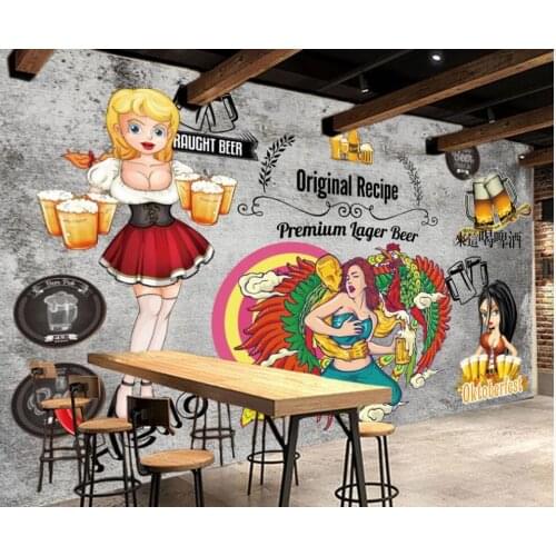 Custom mural on the wall 3d wallpaper Retro nostalgic beer pub dining tv background photo wallpaper for living room
