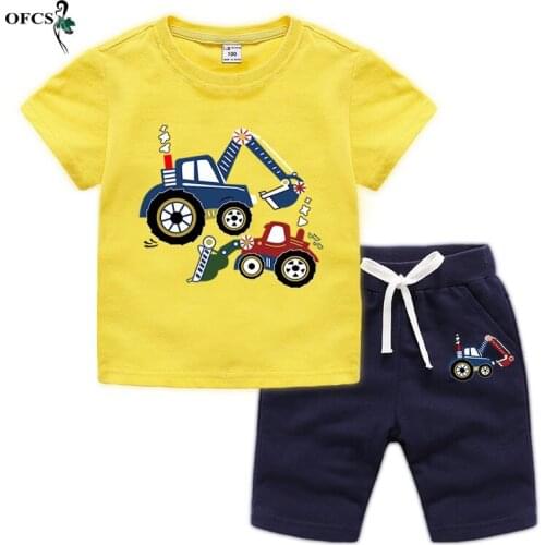 New Design Kids Sets Boys Summer Children Short Sleeved T Shirt +Beach Pant Two Sets Cotton Teenager Sport Suit 2-12 Year 2pcs/L