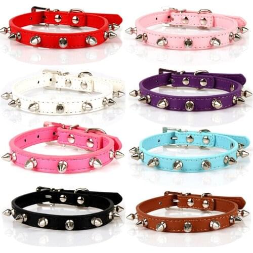 New Dog Spiked Collar Rivet Collar Neck Strap Bulldog Collars PU Leather Puppy Dog Leash Cat Collar Necklace Pet Supplies