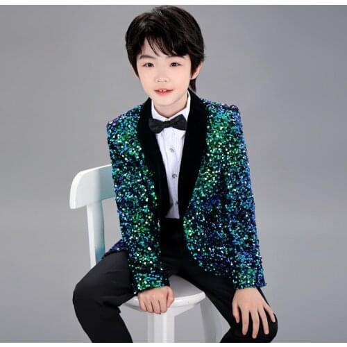 Boys' dresses childrens performance clothes style piano Tuxedo Dress flower childrens show suit big child size 110-160