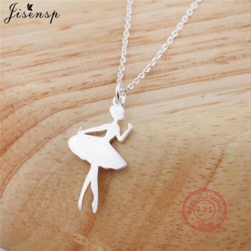 Real 925 Sterling Silver Cute Ballerina Necklace Wonder Women Simple Ballet Girl Pendants Necklaces Dancers Jewelry Collar Mujer