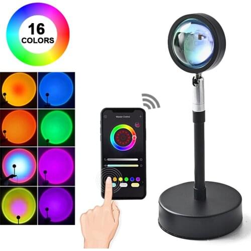 Sunset Lamp RGB 16 Colors APP Remote Control Atmosphere Projection Led Night Light For Home Bedroom Shop Background Decoration