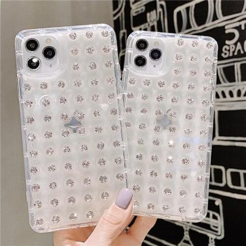 Luxury Glitter Diamond Phone Case For iPhone 11 11pro 11pro Max XS Max XR Case For iPhone 8 7 Plus Shining Flash Grid Cases #EW