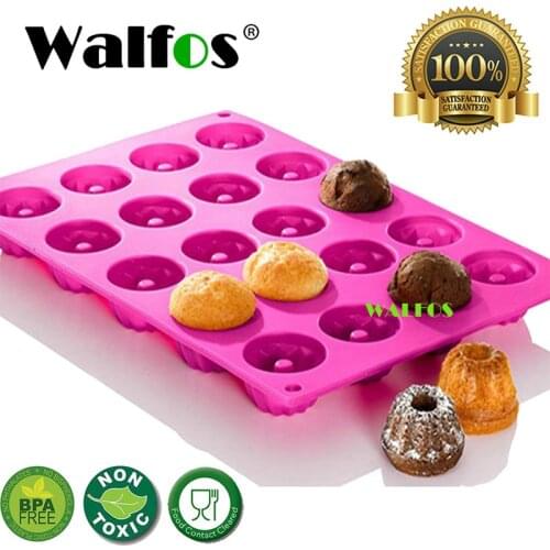 Walfos 20-cavidade alemanha mini fantasia bundt savarin bolo pan molde de silicone pudim de chocolate bakeware chiffon molde