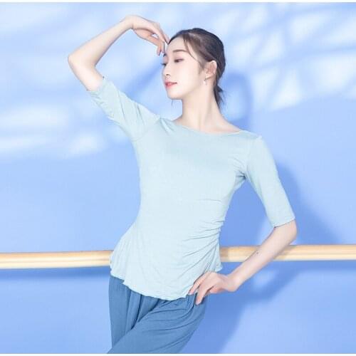 Ballet Dance Practice Half Sleeve Tops New Summer Oriental Classical Dance Shirt Yoga Training Clothing For Women Adult DWY6096