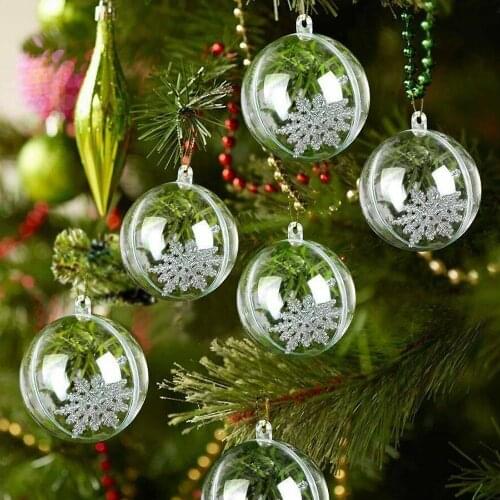 5/8/10cm Christmas Tress Decorations Ball Transparent Open Plastic Clear Ornament Christmas Tree Decorations xmas Supplies 3