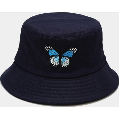 Butterfly bucket hat hip hop cotton embroidered women panama outdoor sports fishermen hat cartoon fishing cap sunhat dropship