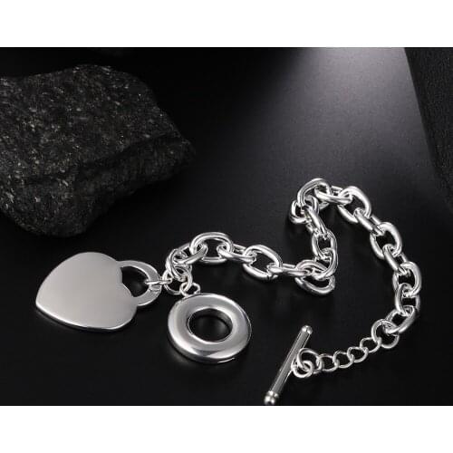 Hot romantic heart Pendant chain 925 sterling silver Bracelet for woman fine brands jewelry Wedding party Christmas gifts