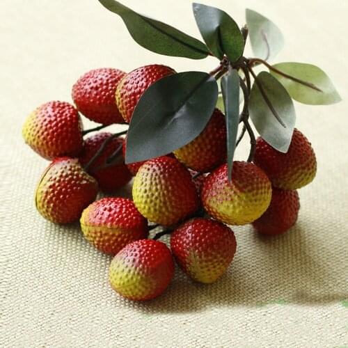 1 bunch 18cm long High imitation fake artificial litchi Fruit&artificial litchi bunch plastic fake simulated litchi fruit model