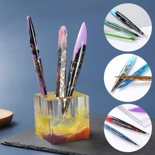 1PC Pen Holder Silicone Molds Ballpoint Pen UV Epoxy Resin Transparent Craft DIY Casting Mould