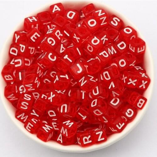 100-500pcs 6mm Red Mixed Letter Acrylic Beads Square Alphabet Beads For DIY Crafts Making Scrapbooking Decoration Supplies