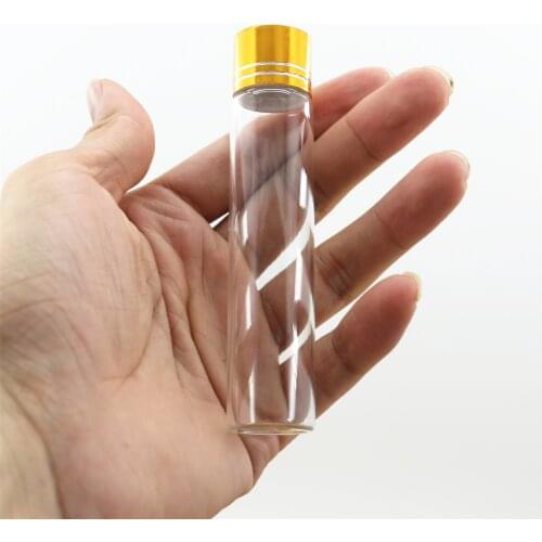 24 pcs/lot 22*100mm 25ml Small Glass Jars Golden Plastic Cap storage Jar Glass Bottles Vials Containers dIY DECORATIVE Bottles