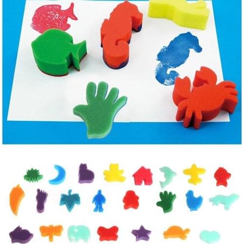 24Pcs Animal Palm Drawing Sponges Kids Art Craft Painting Home Educational Toys