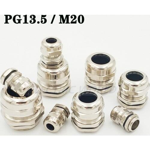 3pcs PG13.5 M20 Waterproof Cable Glands Nickel Brass Metal IP68 Wire Connector Wire Glands for 6.0-12mm Metal cable Connector