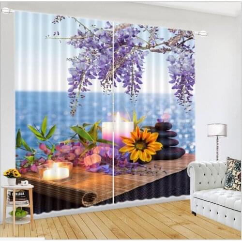 Purple flowers print 3D Window Curtain Living Room office Bedroom balcony decorate Drapes Rideaux Cortinas Customized pillowcase