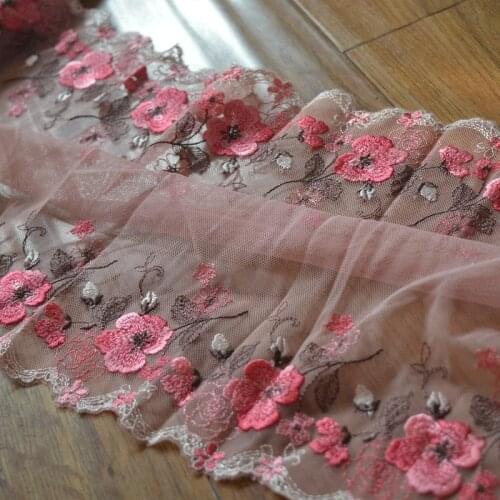 5Meters Apparel Pink Two Edges Lace Trim Bra Ribbon Sewing Fabrics Underwear Garment Clothes Accessories DIY 30cm Width