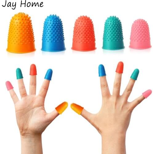 5Pcs Rubber Finger Thimble Multi Size Finger Protector Reusable Fingertip Grips for DIY Sewing Needlework Stitching Finger Cover