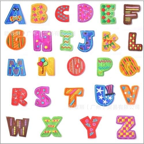 50pcs/lot Multicolored Alphabet Embroidery Patches Letters Clothing Decoration Accessories Diy Iron Heat Transfer Applique