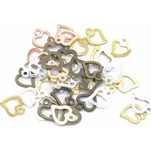 500pcs 10x8mm Metal Alloy Hollow Heart Charms Pendant DIY Handmade Accessories For Jewelry Making
