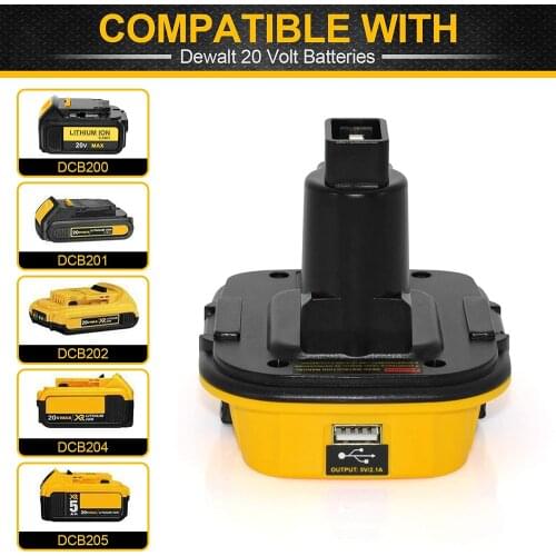 20V Battery Adapter DCA1820 for Dewalt 18V Tools Convert Dewalt 20V Lithium Battery for DC9096 DE9098 DE9096 with USB