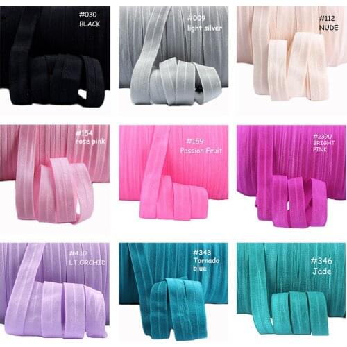 Garment accessories foe ribbon, 80 colors in stock soft 15mm solid fold over elastic, pls note the color when place an order