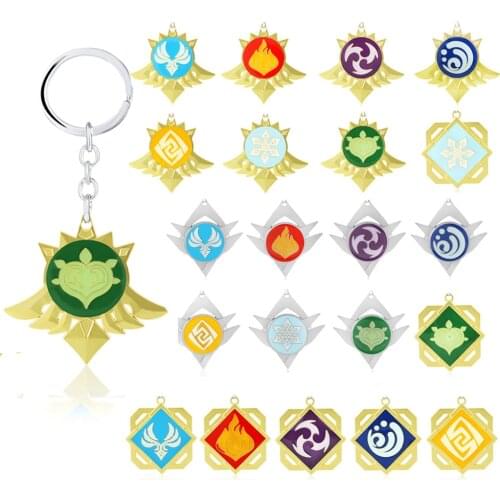 Anime Jewelry Game Genshin Impact Cosplay Keychain 7 Element Weapons Eye Of God Accessories Kids Toys Fashion Gifts cosplay